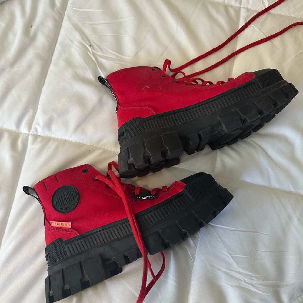 Red palladium boots